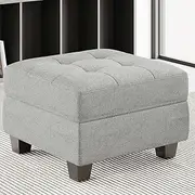 Belffin Ottoman Module with Storage for Modular Sofa Sectional Couch Cube Seat Square Storage Ottoman Footrest Modern Fabric Light Grey
