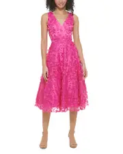 Eliza J V Neck Fit and Flare Dress