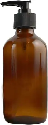 1Pack Empty Glass Brown Pump Bottles with Black Pumps Jars Pot Dispenser Cont...