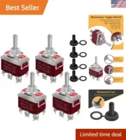 Set of 4 Waterproof 12V Toggle Switches with Caps - Heavy-Duty DPDT for All Uses
