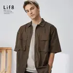 LIFE8-立體雙口袋 工裝短袖襯衫(寬版)-10765