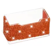 Rhinestone Business Card Holder, Business Card Display Stand Light Red
