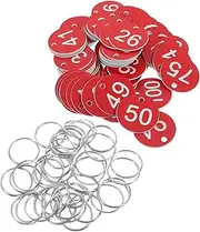 Operitacx 100pcs Plastic Numbered Key Labels Round Numbered Tags Metal Rings for Organizing