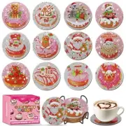 12 Pcs Christmas Donut Diamond Art Coasters with Holders, Christmas Diamond