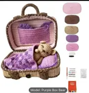 Adorable DIY learn to crochet craft kit for beginners Teddy Bear basket bed yarn