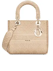 Dior Medium Lady D-Lite Bag in Beige Cannage Embroidery