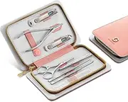 MR.GREEN Fashion Imprint Manicure Sets Professional Nail Clipper Set Personal Care Tool Kits Nial Cutter Gift With Leather Case (Pink(8Pcs Set))