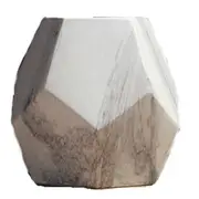 Marbled Geometric Shaped Ceramic Flower Vase Desk Tabletop Holder Home Office Decoration, Size:Large