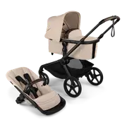 Bugaboo Kangaroo bassinet and seat pram Desert Taupe sun canopy, Desert Taupe fabrics, black chassis