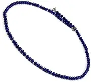 [JYXJEWELRY] 4m Azure Blue Round Lapis Lazuli Beads Necklace Gemstones of Buddhism 18''