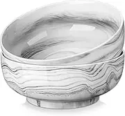 VibePro - Marble Serving Bowls 2-Pieces Set - 8.5 Inch, Premium Ceramic Salad Bowl for Kitchen, Elegant Dinnerware for Pasta, Cereal, Fruit, and Snacks - Stylish Round Design