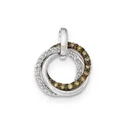 14K White Gold Champagne and White Diamond Circles Pendant