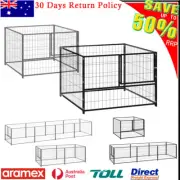 Outdoor Dog Kennel Steel Enclosure Puppy Play Pen Run Lockable Cage Black/Silver