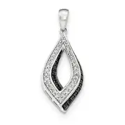 14k White Gold Black u0026 White Real Diamond Pendant