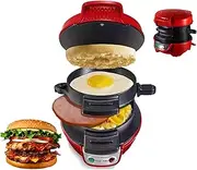 600w Electric Burger Maker with Egg Cooker Ring - Breakfast Sandwich Maker, Panini Press, Waffle & Muffin Maker - Non-Stick Coating, Indicator Light, Fast Heating (bpa Free, Easy Clean)