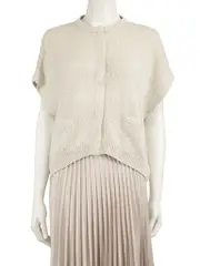 Ecru Sequinned Knit Cardigan