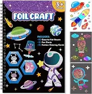 Art & Craft Activity,Foil Fun Outer Space DIY Art Kits,No Mess Creative Foil Art Kits Set Drawing Game for Kids,Birthday Gifts Crafts Supplies Kits Travel Toys for Girls Boys Ages 4 5 6 7 8 9 Year Old