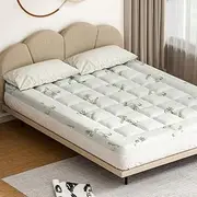 Giselle Bedding Bamboo Fibre Cover Mattress Topper Queen Size 1000GSM, 7.5cm Thick Pillowtop Toppers Fitted Washable Hypoallergenic, Breathable Underlay Mat Pad Mattresses Protector