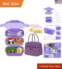 Microwave Safe Bento Lunch Box with Built-in Utensils & Convenient Carry Bag