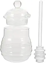 TOPPERFUN Clear Glass Honey Pot Set with Dipper and Lid High Borosilicate Jar for Home Kitchen Use Dust Design for Honey Storage