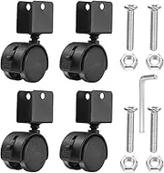 uxcell 1.5" Swivel Caster with 0.79" U Bracket, 4 Pack 360° Rotation Nylon Swivel No Noise Wheel with Brake Locking Caster for Furniture Legs Black