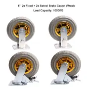 4x 8" 75mm Heavy Duty Industrial Swivel Caster Wheels Castor 1000KG Trolley