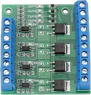 PWM MOS FET Module, PWM 4-Channel MOS FET Module PLC Amplifier Circuit Board Driver Module 3-20V to 3.7-27VDC 10A