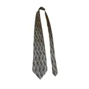 Haggar Mens 100 % Silk Neck Tie Black White Geometric Work Dad Gift