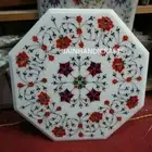 18" Table Top Inlay Marble Pietra Dura antique dining coffee side octagon h64