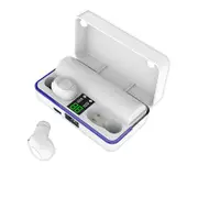 W12 TWS Digital Display bluetooth 5.0 Wireless Stereo Headset Earphone with Dual Mic for Xiaomi Huawei WHITE COLOR