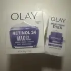2 Pc Lot Olay Retinol 24 Max 2x Peptides Night Moisturizer & Soothing Eye Cream