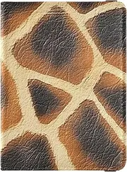 [Amooorous] Animal Giraffe Skin Texture Print Khaki Black Leather decorative passport book holder Travel Documents Organizer Protector Card Holder Passport Case Waterproof, animal Giraffe skin texture print Khaki