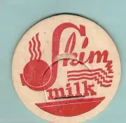 #D17. CARDBOARD MILK BOTTLE ADVERTISING TOP - SKIM MILK