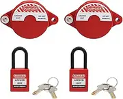 Gate Valve Lockout 1 to 2-1/2 Inch with Safety Padlock Lock Out Device for Gas, Water Spigot and Faucet Locks Outdoor, Petroleum 2 Pack