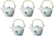 Set of 5, Celadon Bellflower M8 Earthenware Pot, 5.9 x 5.1 inches (15 x 13 cm), 55.1 fl oz (1400 cc) | Arita Ware Pot, Setomonohonpo