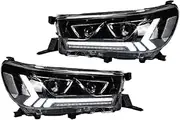Compatible With Toyota Hilux Revo Vigo 2015-2021 Upgrade Projector Two Lens Dynamic Turn Signal Light Head Lamp Accessories