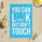 Look But Don't Touch Blue Microfibre Beach Towel Funny Joke Gift Beach Stag Do
