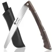 Folding Pruning Saw 10 Inch with Leather Sheath and Wenge Wooden Handle, SK5 ...