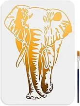 MAYJOYDIY Elephant Stencil 11.7×8.3inch Large Forest Animals Painting Stencil with Paint Brush Reusable Jungle Animal Drawing Templates for Wood Canvas Paper Fabric Wall Glass