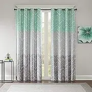 Intelligent Design Adel Blackout Bedroom, Casual Window Living Room, Family, Geometric Grommet Room Darkening Black Out Curtain 1-Panel Pack, 50x84, Aqua