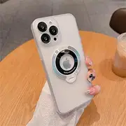 Magnetic Case for iPhone 14 13 12 Pro Max Plus Stand Holder Cover Wireless Charge Matte PC Gradual Color Lens Film Shell,Clear,for iPhone 14 Plus