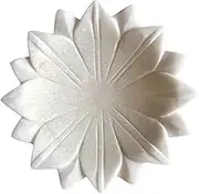Terosa Pearl White Lotus Handmade Marble Uruli or Urli or Flower Bowl or Bowl for Floating Flowers or Tea Lights or Candles or Flower Bowl or Diwali Decoration Bowl - Standard 9 in Diameter