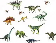 14Pcs Dinosaurs Wall Stickers, Removable Forest Dinosaur Wall Decals Waterproof Dino Animal Decor Mural for Kids Bedroom Living Room Bathroom Home Decoration