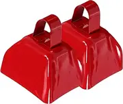 HAMPPLIES 2pcs Square Metal Cowbells for Sports Events Durable Cattle Bells with Sound Noisemakers for Football Games and Home Decor Bright