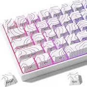 dagaladoo White Topographic keycaps Line Backlit keycaps Shine Through Keyboard Keys Side Printed Key caps OEM Profile Custom Key caps for 100% 75% 65% 60% TKL US Layout Mechanical Keyboard