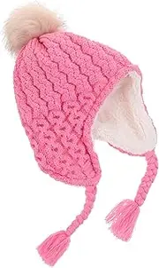 [WOFASHPURET] Adorable Knitted Winter Hat with Fluffy Pompom Comfortable Hat for Fall Winter Durable and Beanie for Outdoor Activities