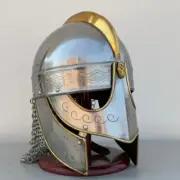 Medieval Knight Viking Chainmail Wolf Helmet-Viking Norse Helmet-Larp Cosplay Ar