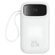 Baseus QPow2 10000mAh Dual-Cable Digital Display Fast Charge Power Bank 22.5W - White