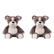 2x Mary Meyer Marshmallow Bulldog 33cm Soft Stuffed Plush Toy Kids 0+ Grey