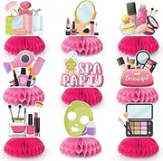 Spa Party Decorations, 9pcs Spa Honeycomb Centerpieces/Make Up Table Decorations/Spa Centerpieces for Tables/Spa Birthday Party Centerpieces, Spa Day Centerpiece for Makeup Birthday Party Decorations